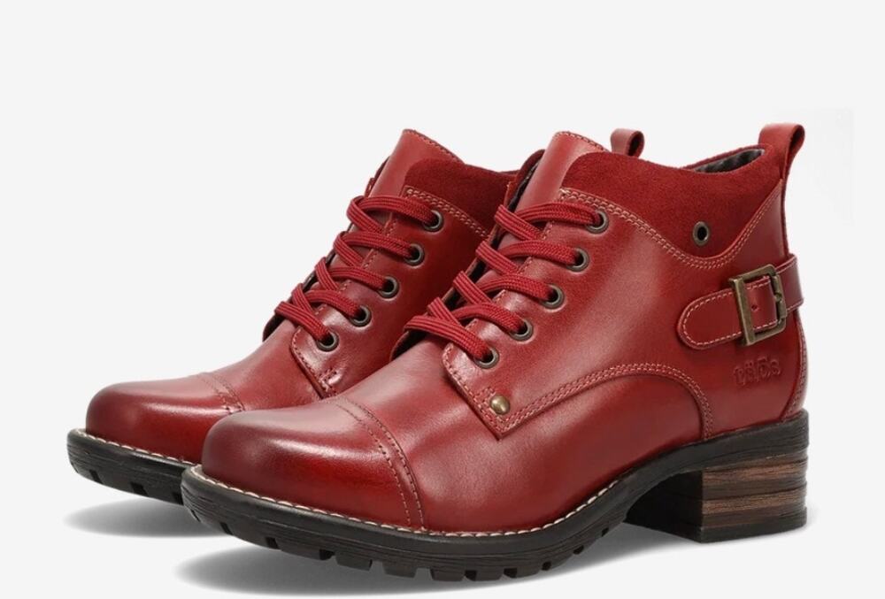 Taos Footwear Leather Mini Crave Booties Red Women's 37 US 6.5